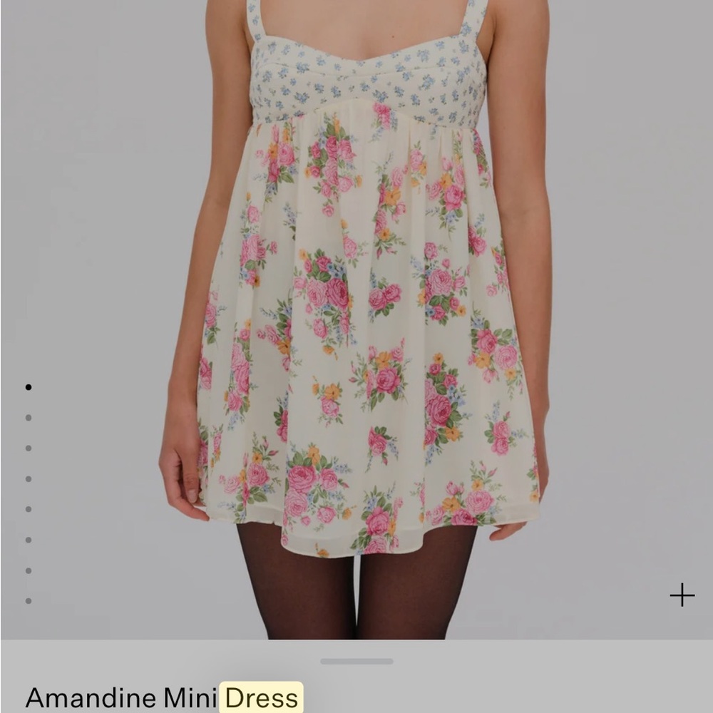 For Love And Lemons Floral Backless Dress - Cream and Pink